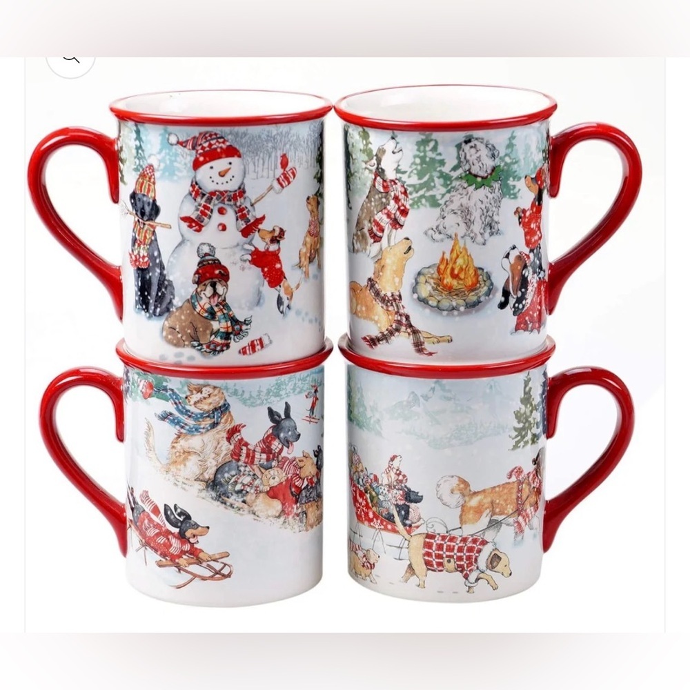 Certified International "Special Delivery" Dog Christmas Mugs 🎄🐾🎅🏻 Holiday Mugs